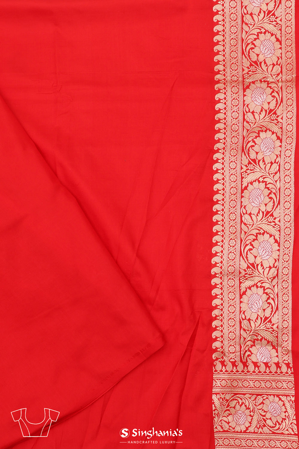 Cardinal Red Chiniya Banarasi Silk Saree