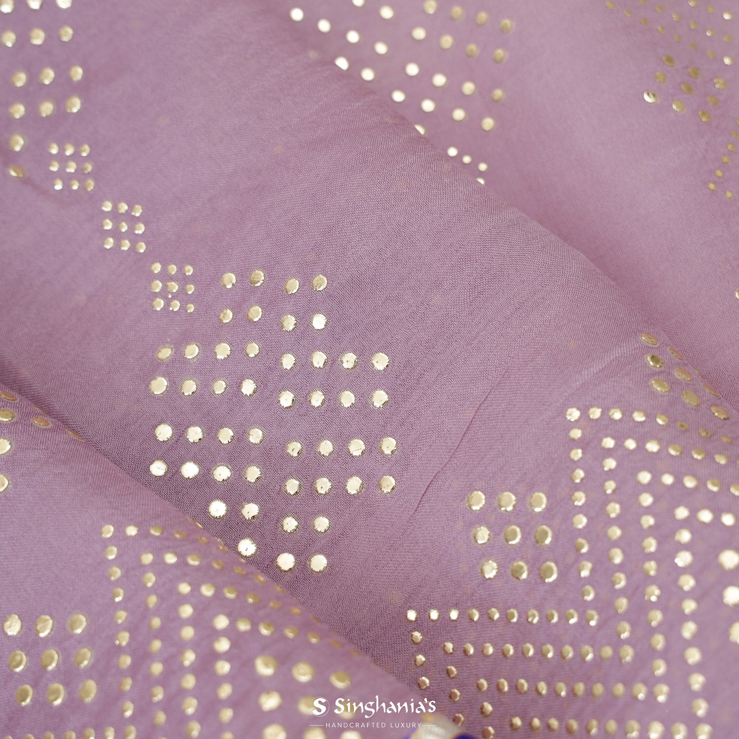 Languid Lavender Printed Organza Saree With Mukaish Work