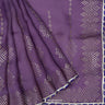 Deep Lavender Printed Organza Saree With Mukaish Work