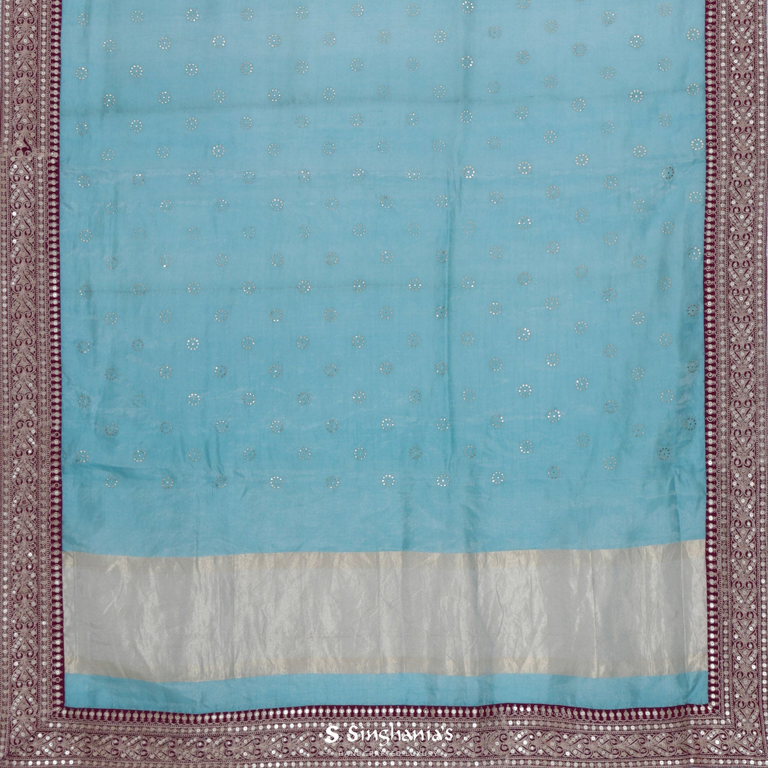 Alaskan Blue Tissue Saree With Foil Print