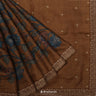 Ash Brown Tussar Silk Saree With Printed Floral Pattern