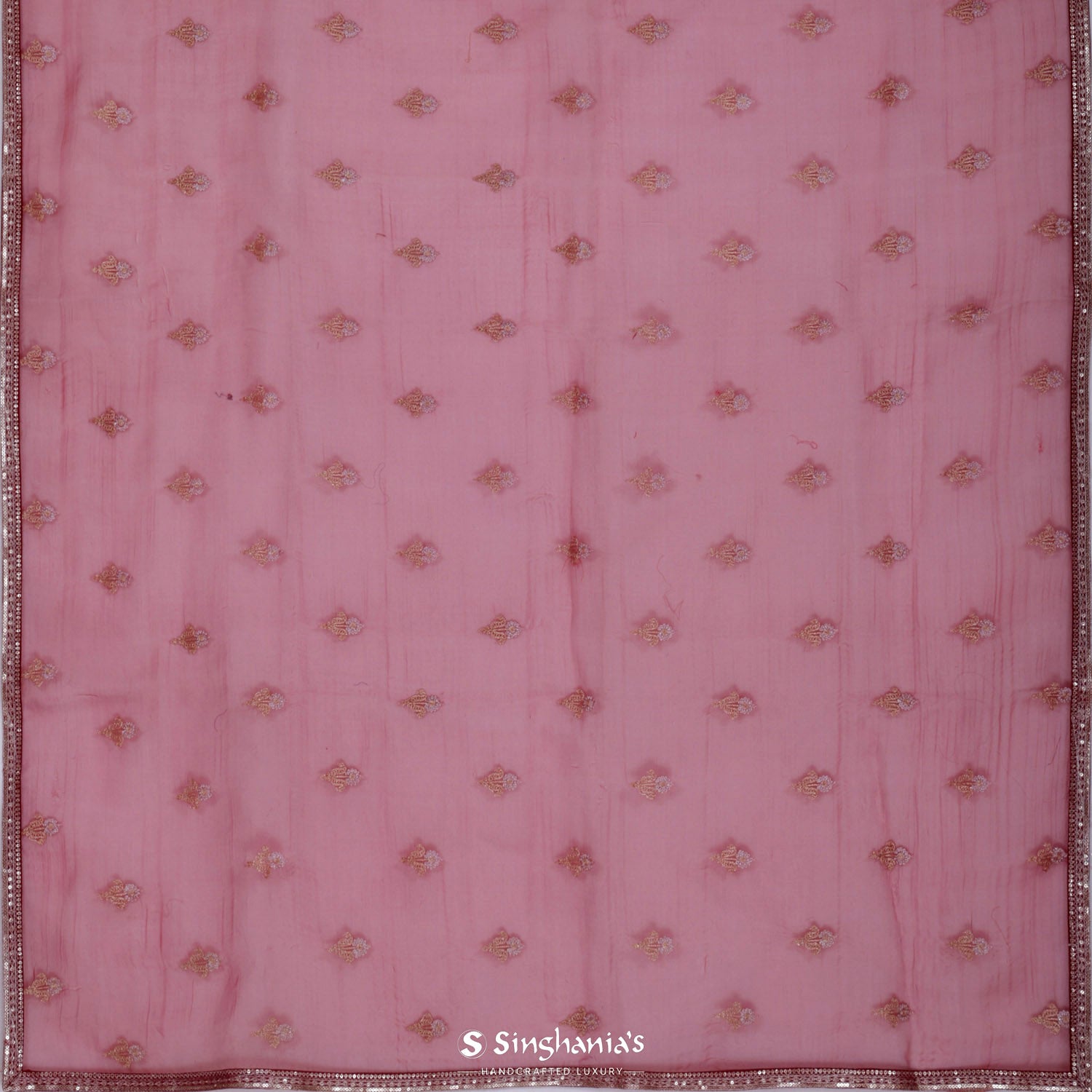 Turkey Red Organza Saree With Bandhani Pattern