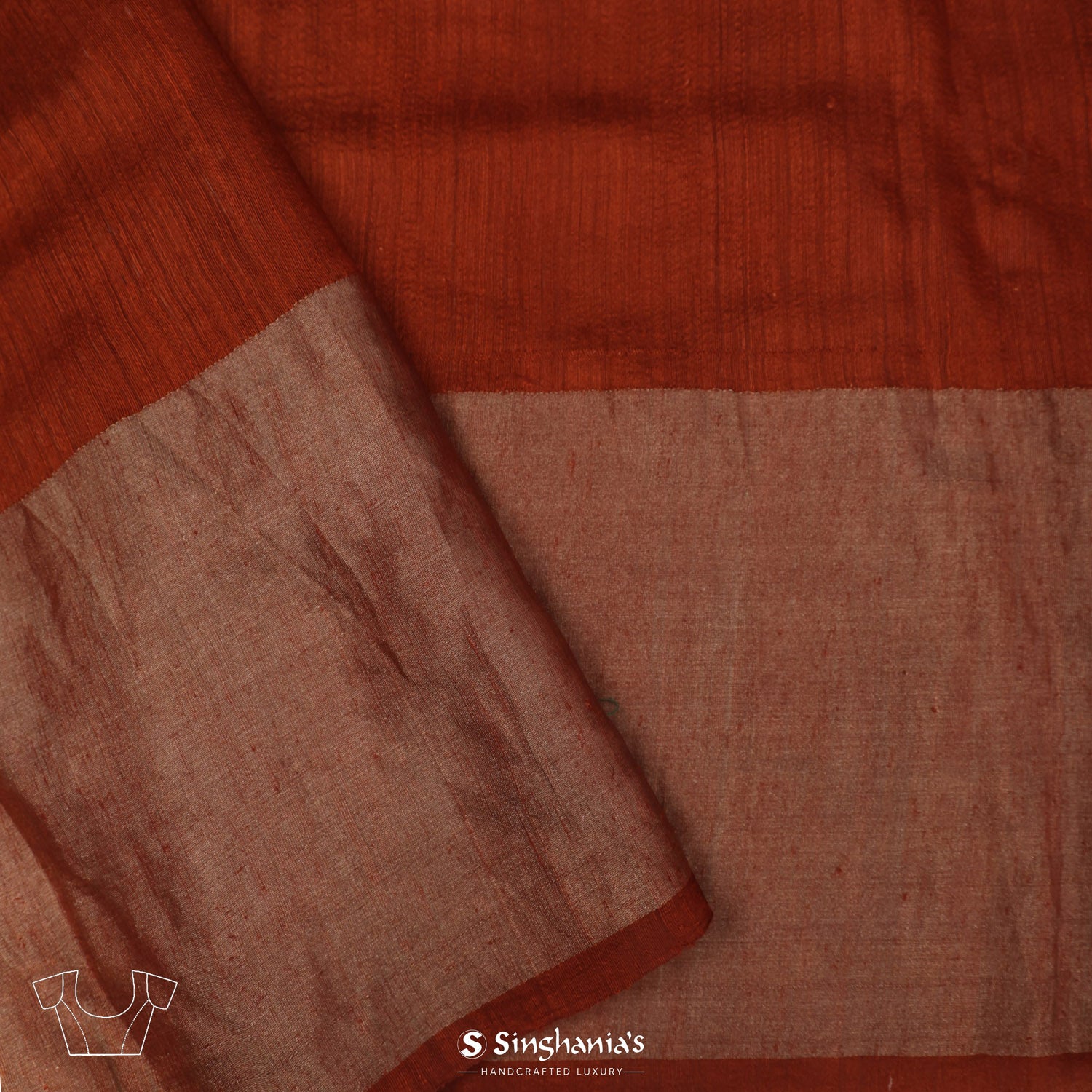 Alloy Orange Printed Matka Silk Saree With Floral Pattern Has Big Border