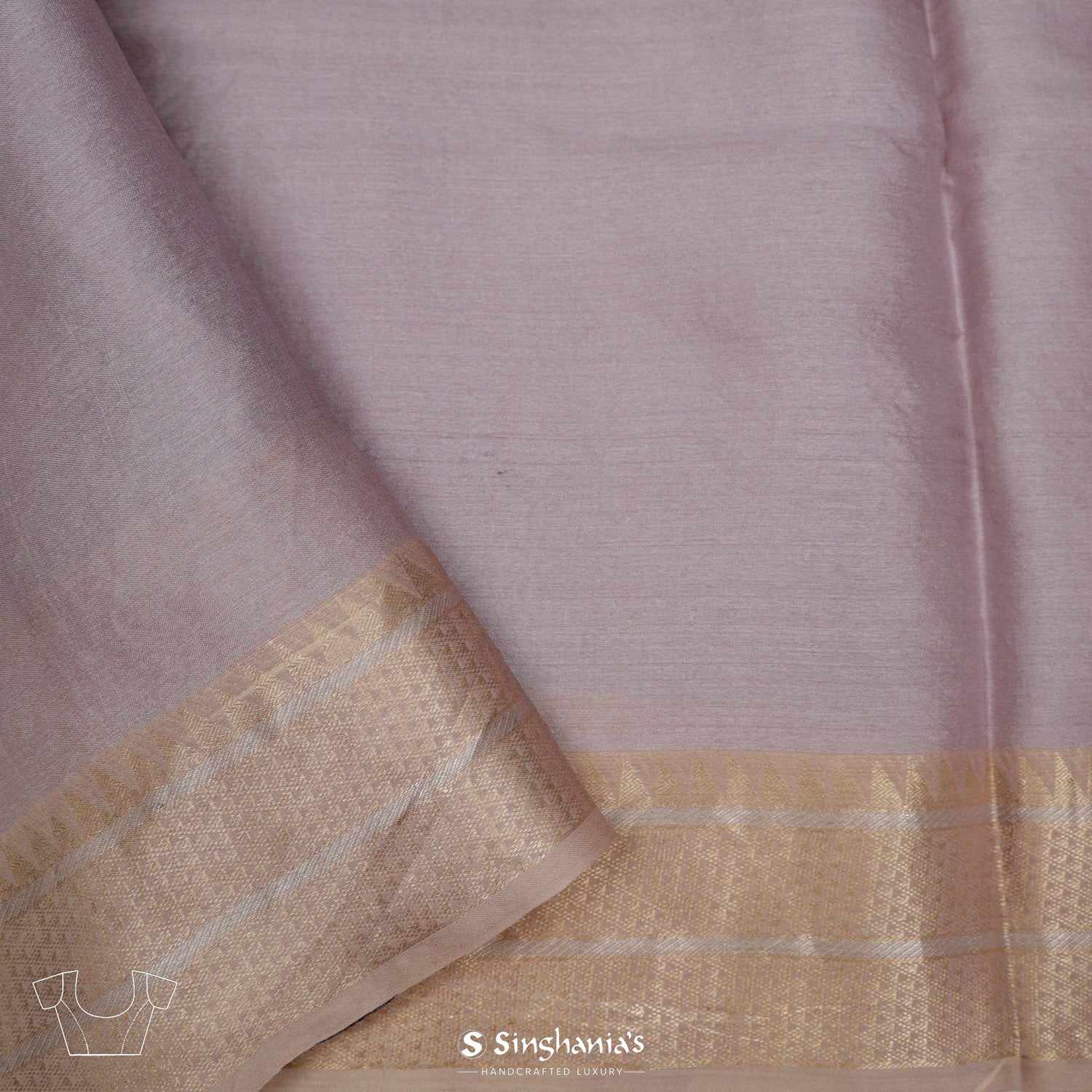 Pale Purple Printed Tussar Silk Saree With Floral Pattern
