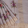 Pale Purple Printed Tussar Silk Saree With Floral Pattern