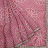 Ruddy Pink Organza Saree With Bandhani Pattern