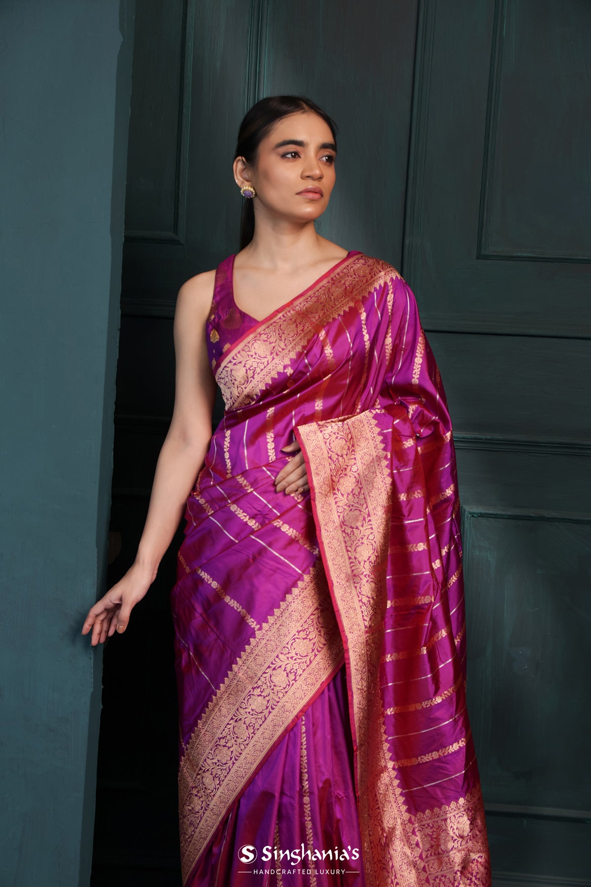 dual tone banarasi saree