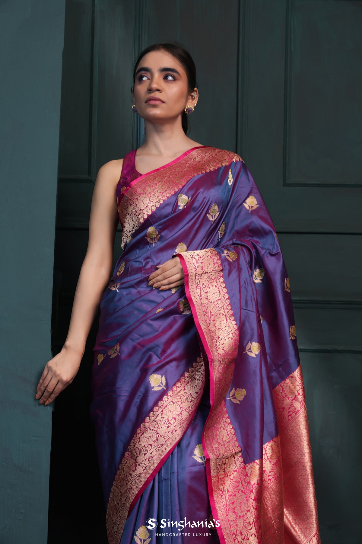 dual colour banarasi saree