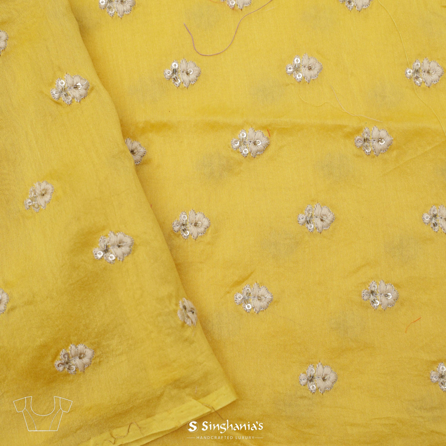 Royal Yellow Designer Organza Saree With Bandhani Pattern