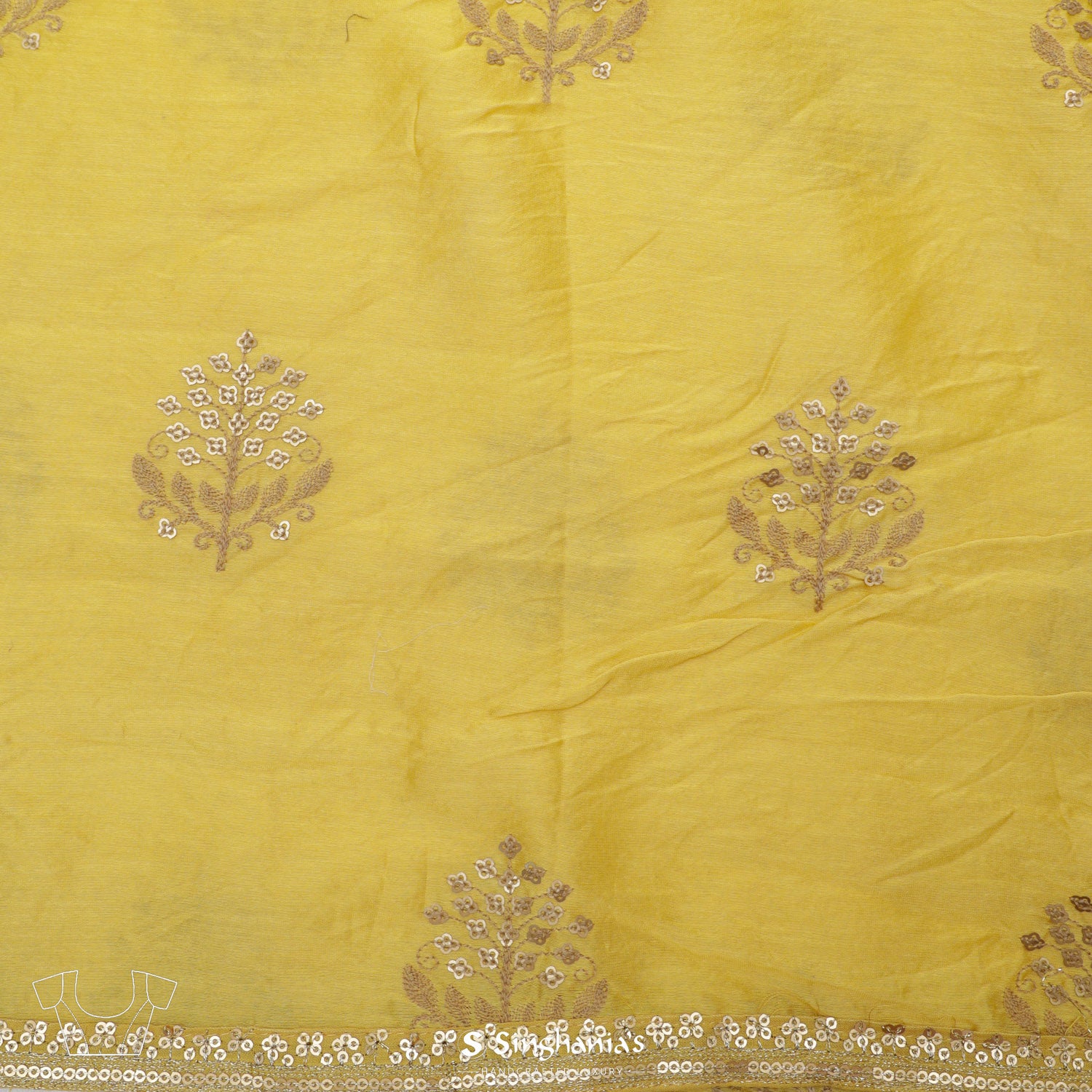 Laguna Yellow Organza Saree With Bandhani Pattern