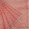 Salmon Orange Printed Bandhani Organza Saree With Chevron Pattern