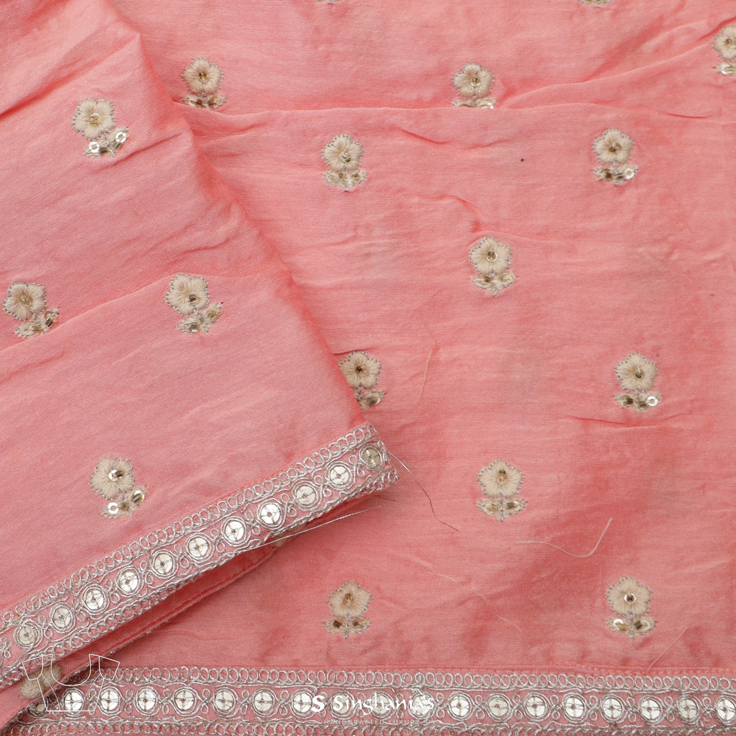 Melon Pink Saree With Bandhani Pattern