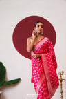 Rani Pink Banarasi Silk Saree With Gold Zari Butti