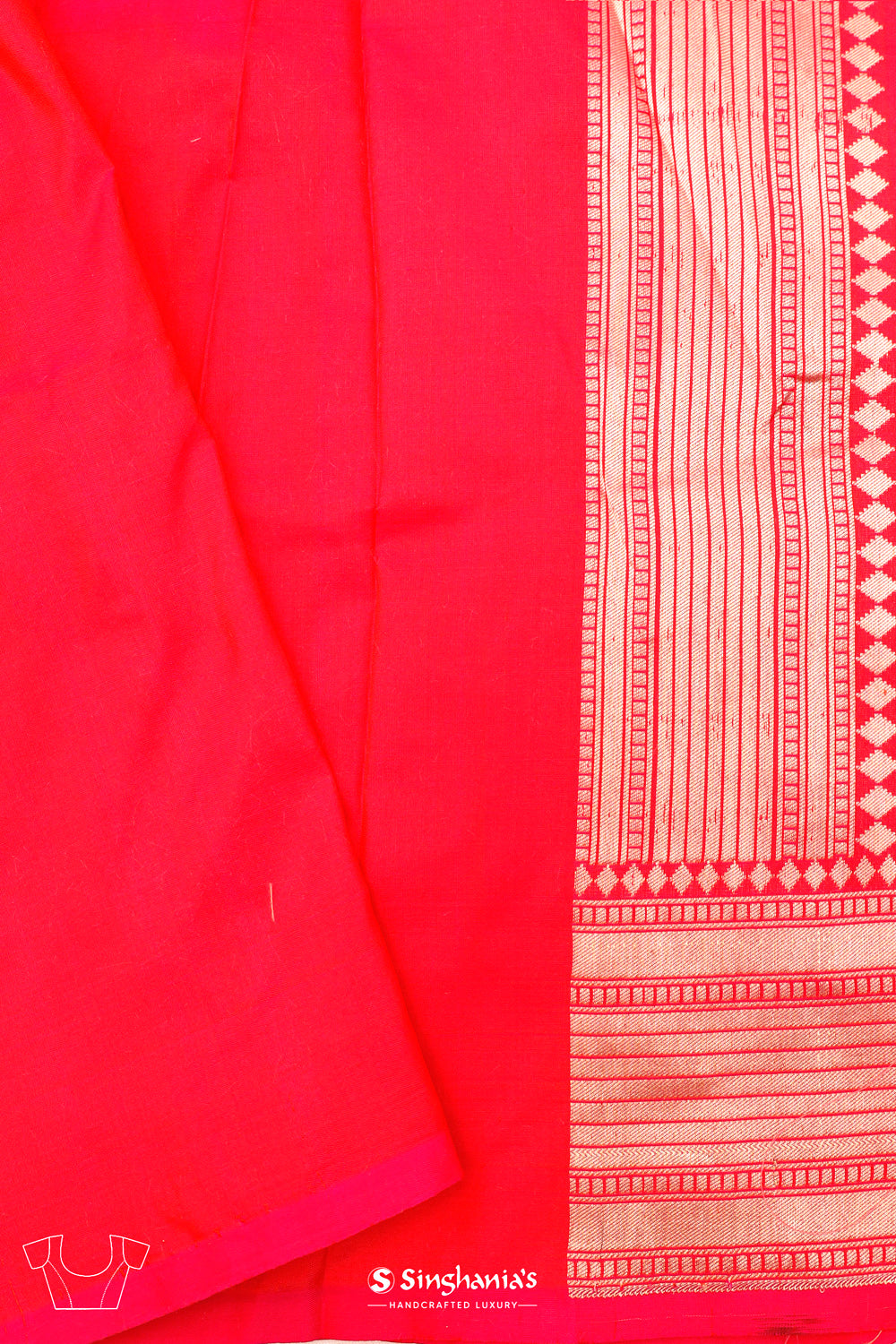 Hot Pink Banarasi Silk Saree With Floral Jaal Weaving