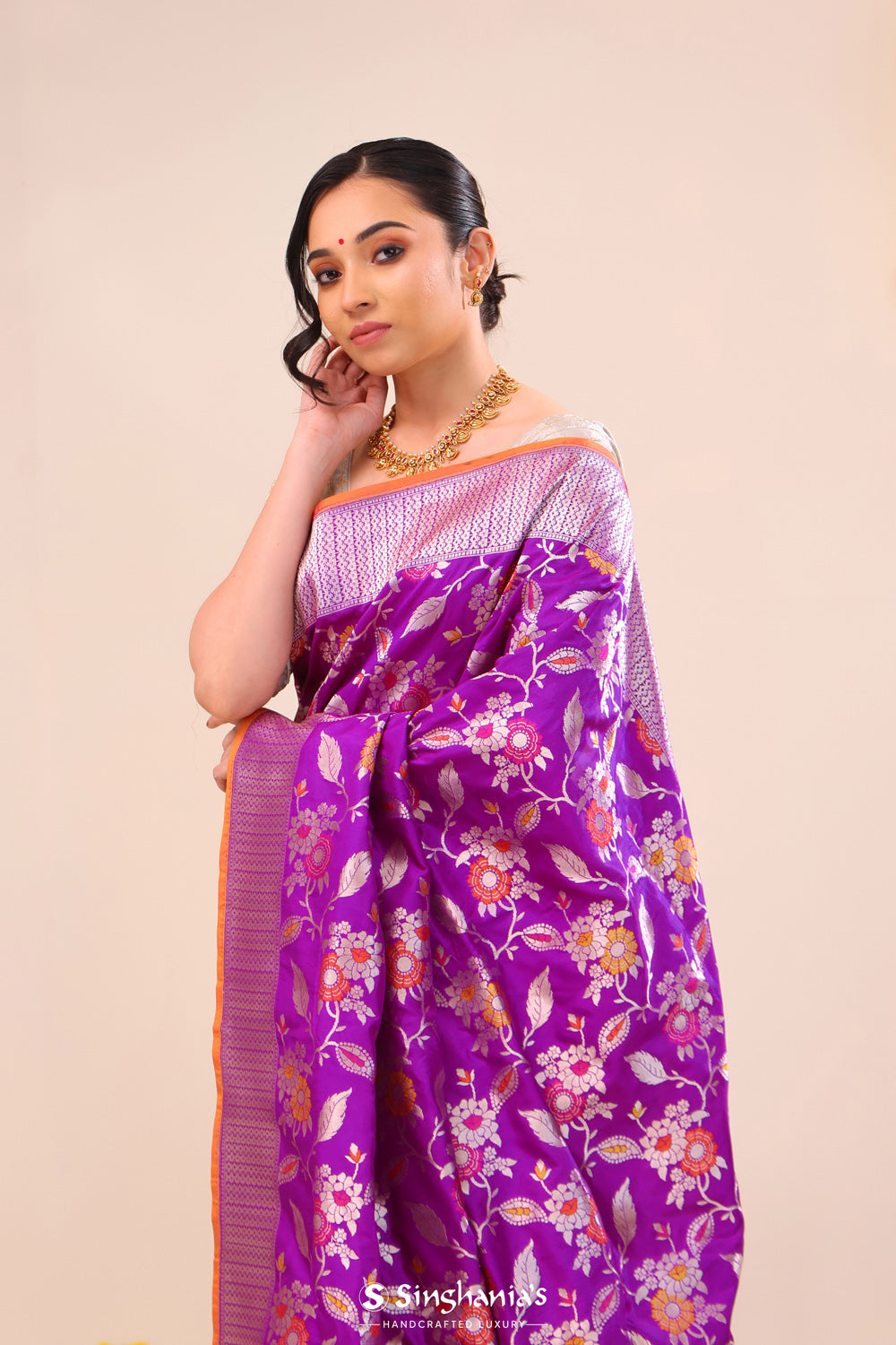 Deep Magenta Heritage Banarasi Silk Saree