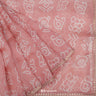 Blushing Peach Printed Organza Saree With Bandhani Motifs