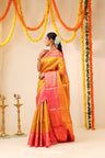 Golden Pink Tissue Kanjivaram Saree With Contrast Border