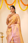 Mauve Gold Tissue Kanjivaram Saree With Floral Paisley Weave