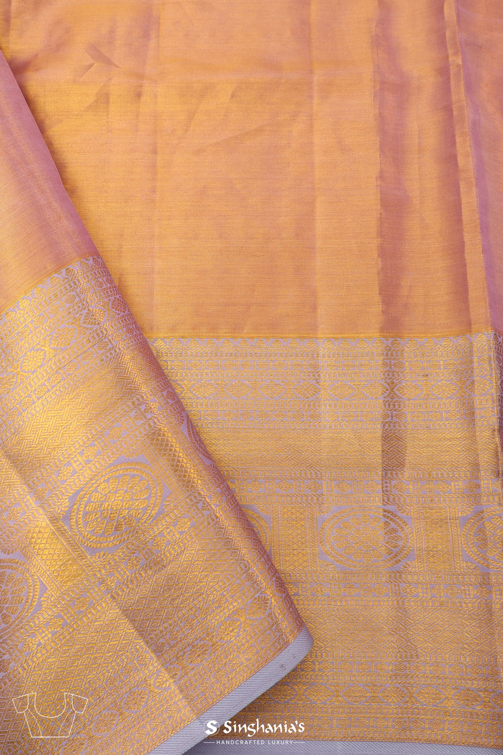 Pale Purple-Gold Tissue Kanjivaram Saree With Floral Weaving