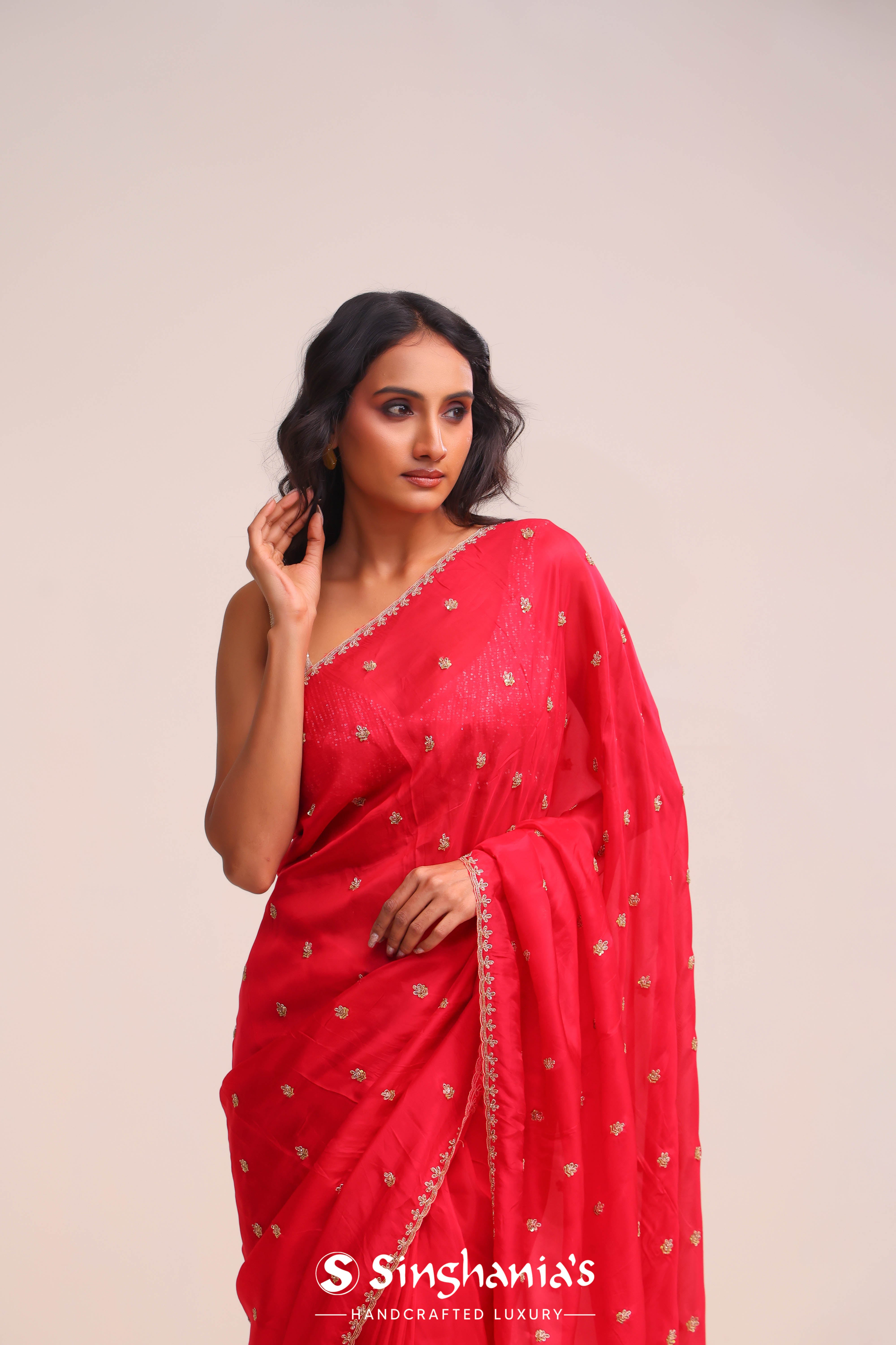 Desire Red Silk Handcrafted Saree