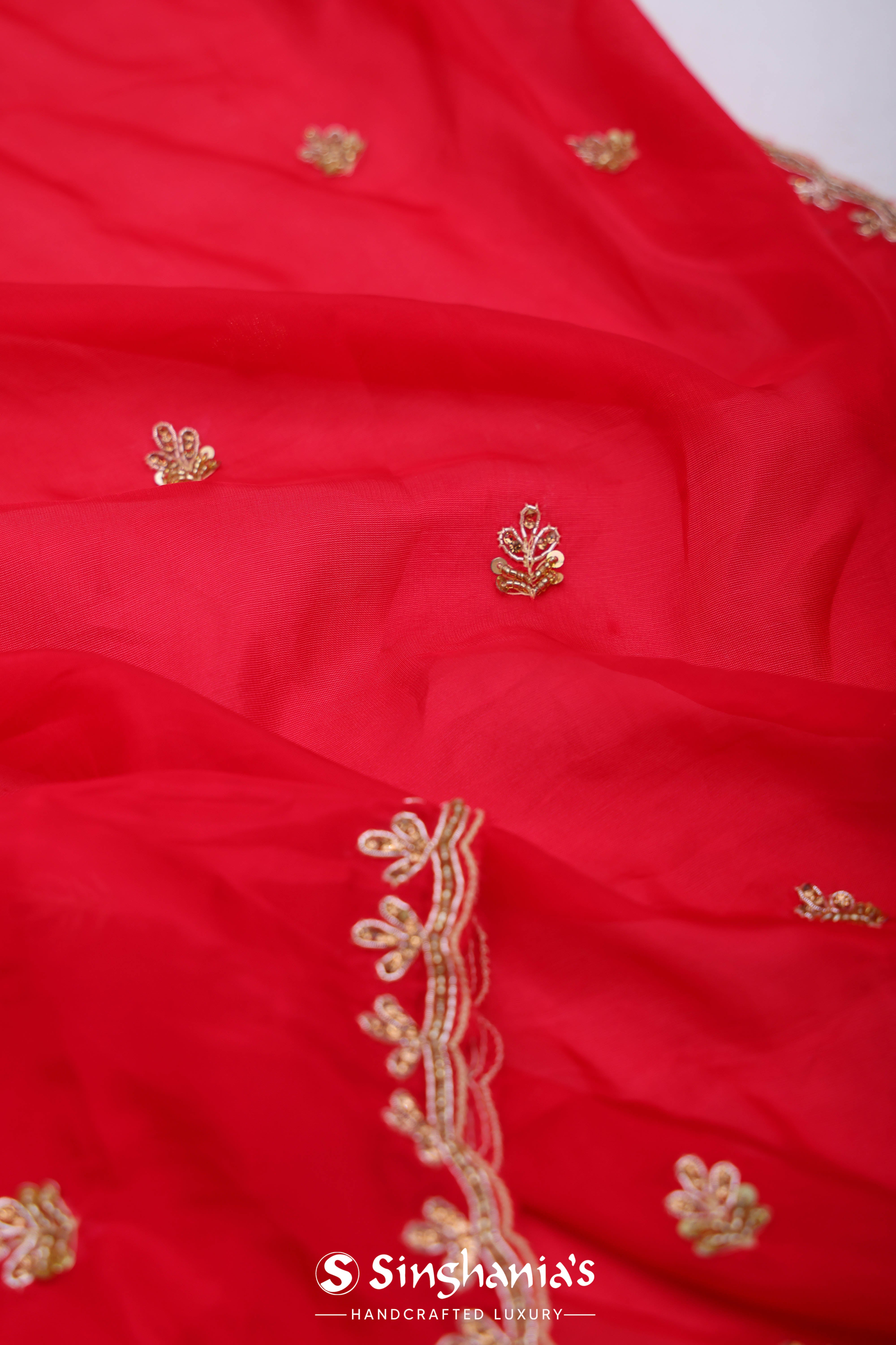 Desire Red Silk Handcrafted Saree