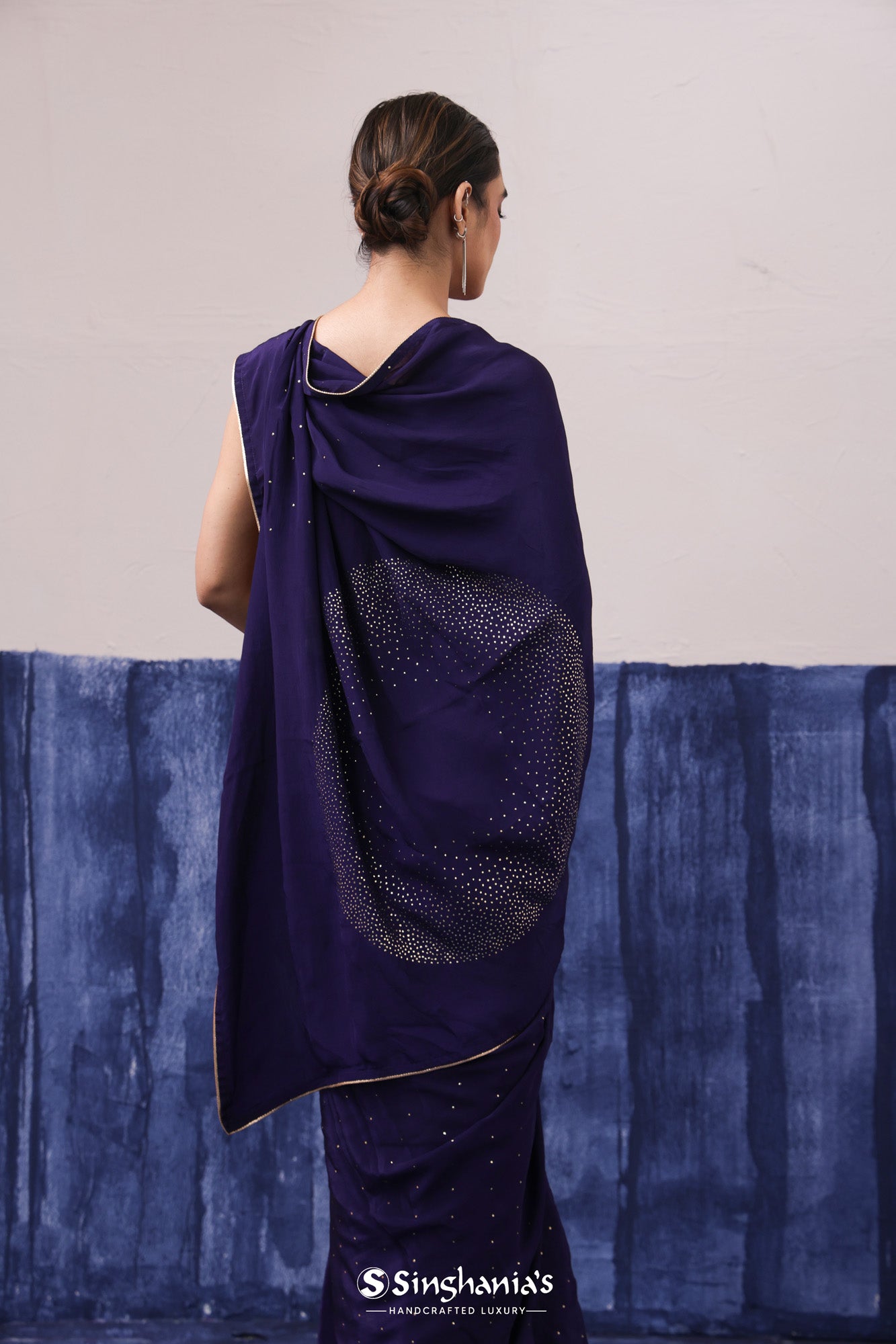 Penn Blue Soft Silk Saree With Mukaish Embroidery