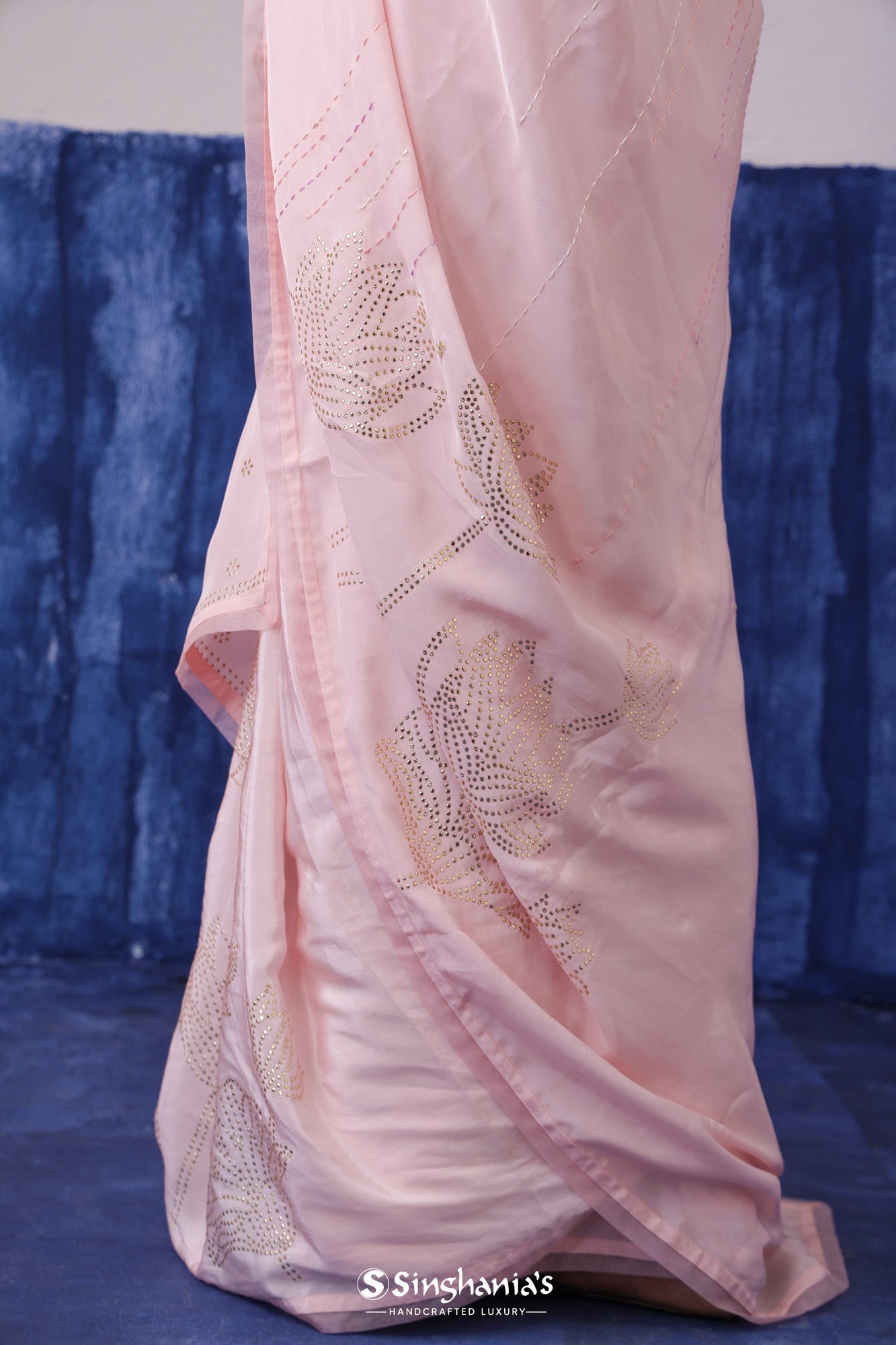 Pastel Pink Soft Silk Saree With Butti Embroidery