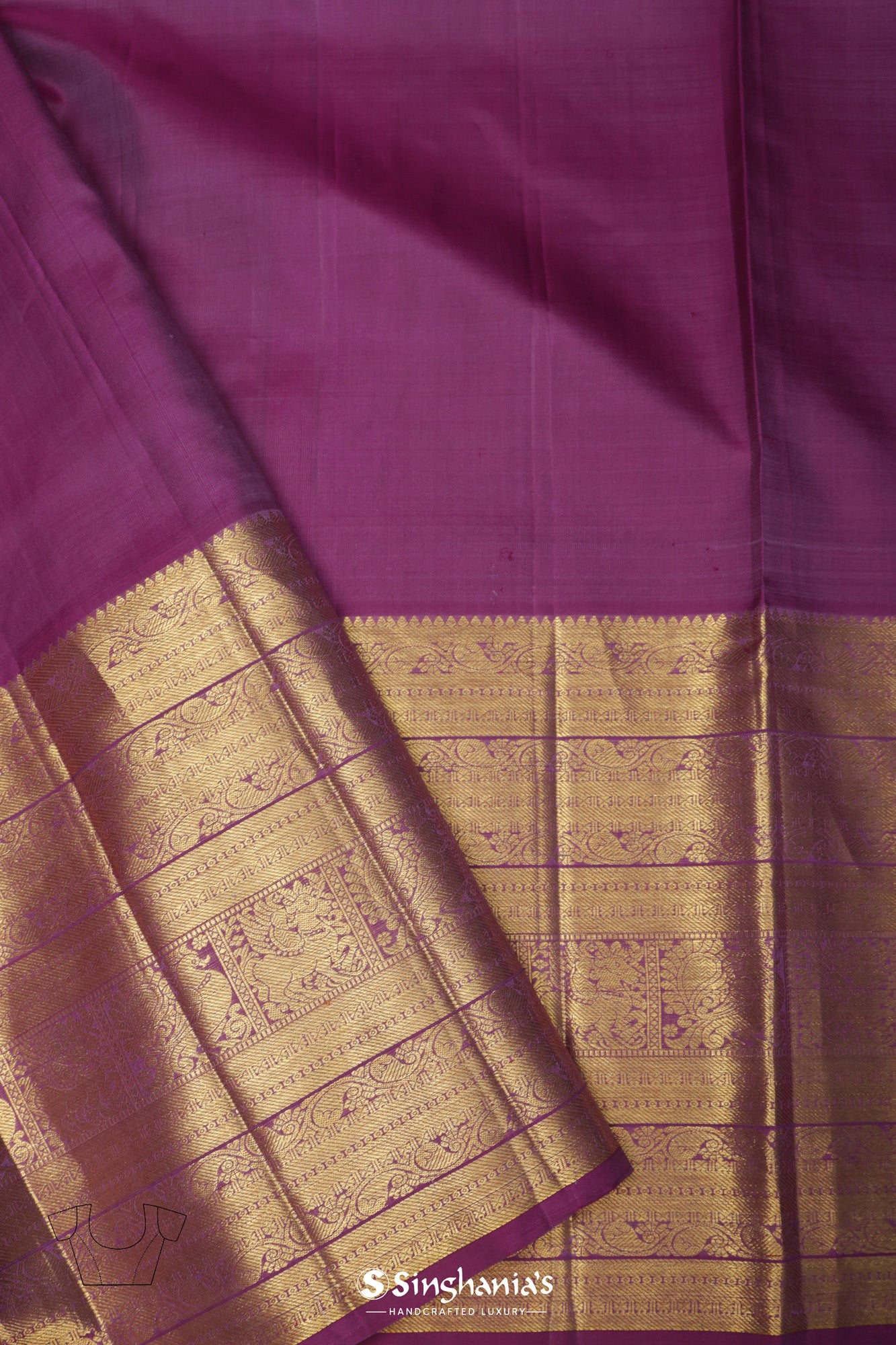 Orchid Purple Kanjivaram Silk Saree With Meenakari Design