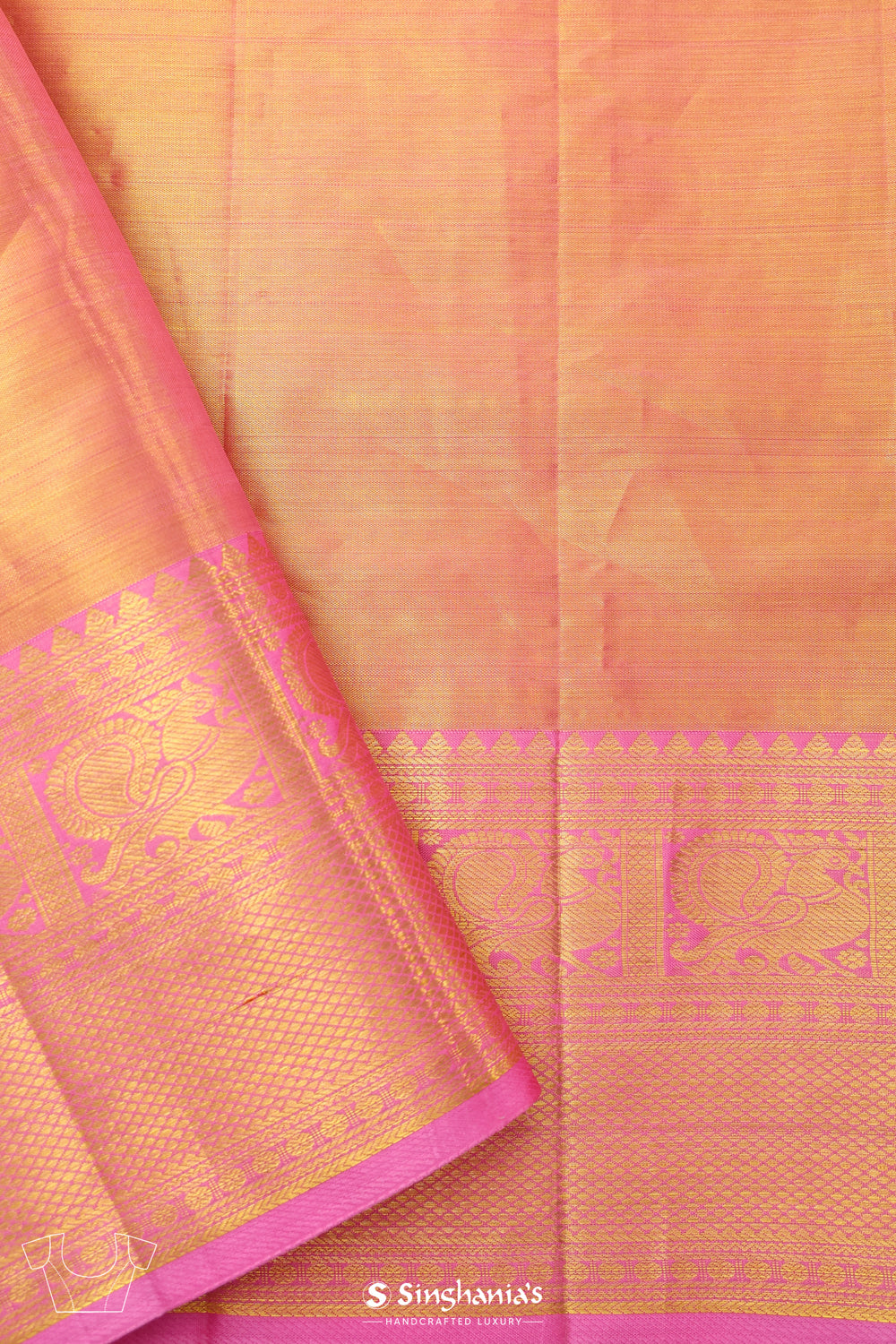 Pearl Pink Tissue Kanjivaram Saree With Floral Jaal Weaving