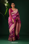 True Purple Banarasi Silk Saree With Intricate Butta Details