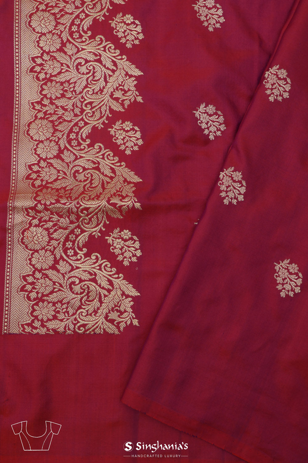 Deep Pink-Purple Banarasi Silk Saree With Chevron Meenakari Weaving