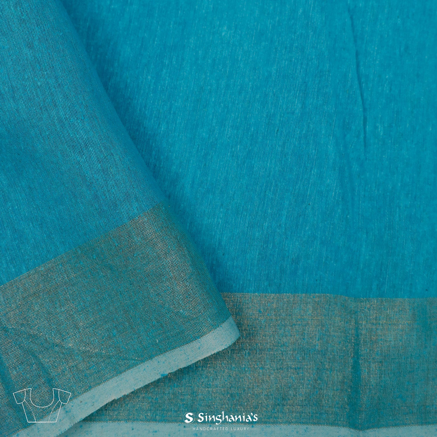 Cerulean Blue Plain Tussar Silk Saree