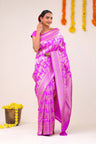 Fuchsia Purple Abstract Banarasi Silk Saree