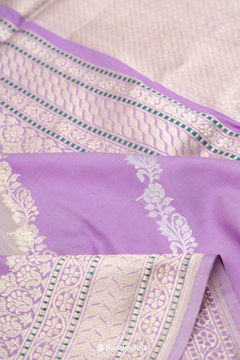 Brilliant Purple Banarasi Silk Saree With Floral Design