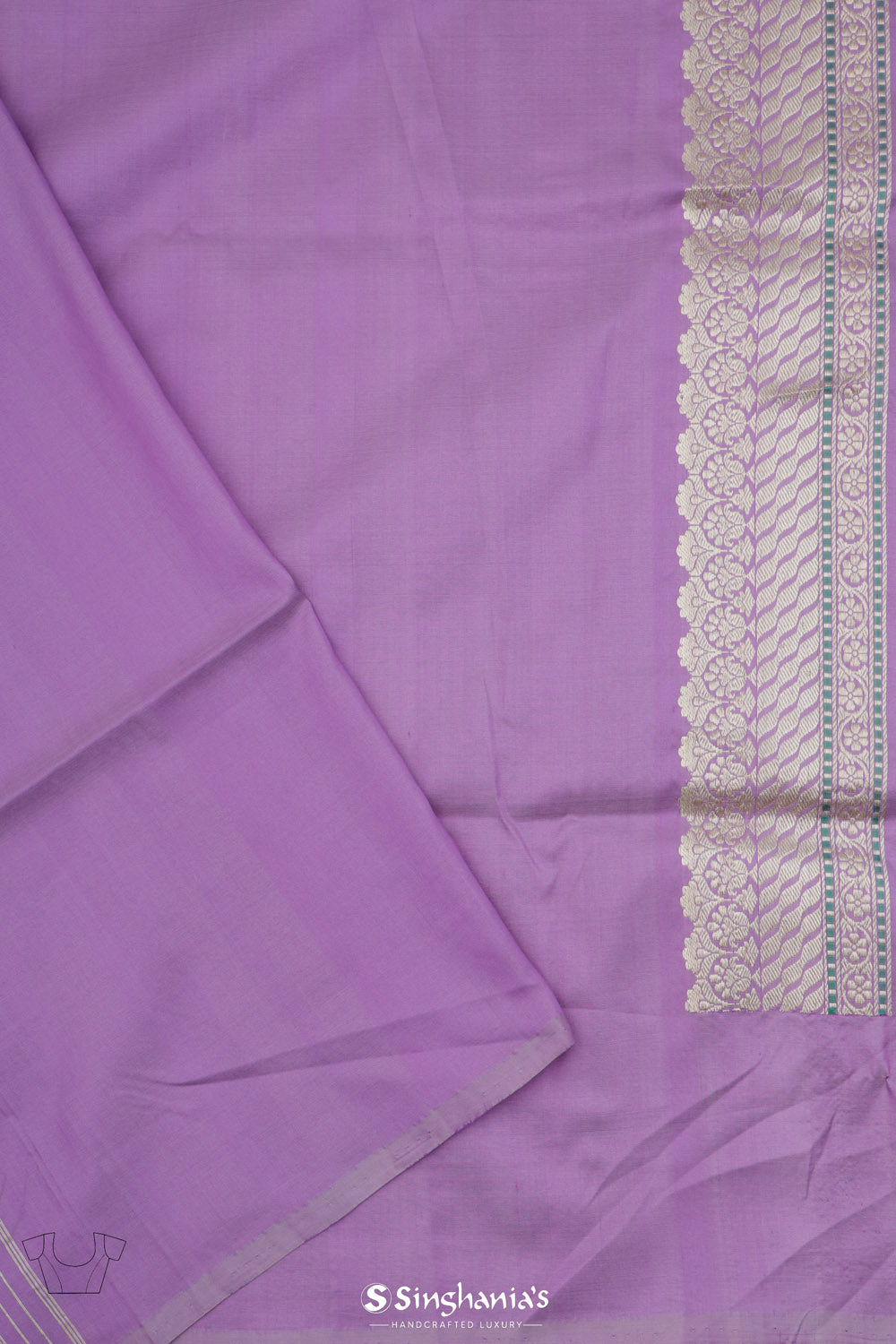 Brilliant Purple Banarasi Silk Saree With Floral Design