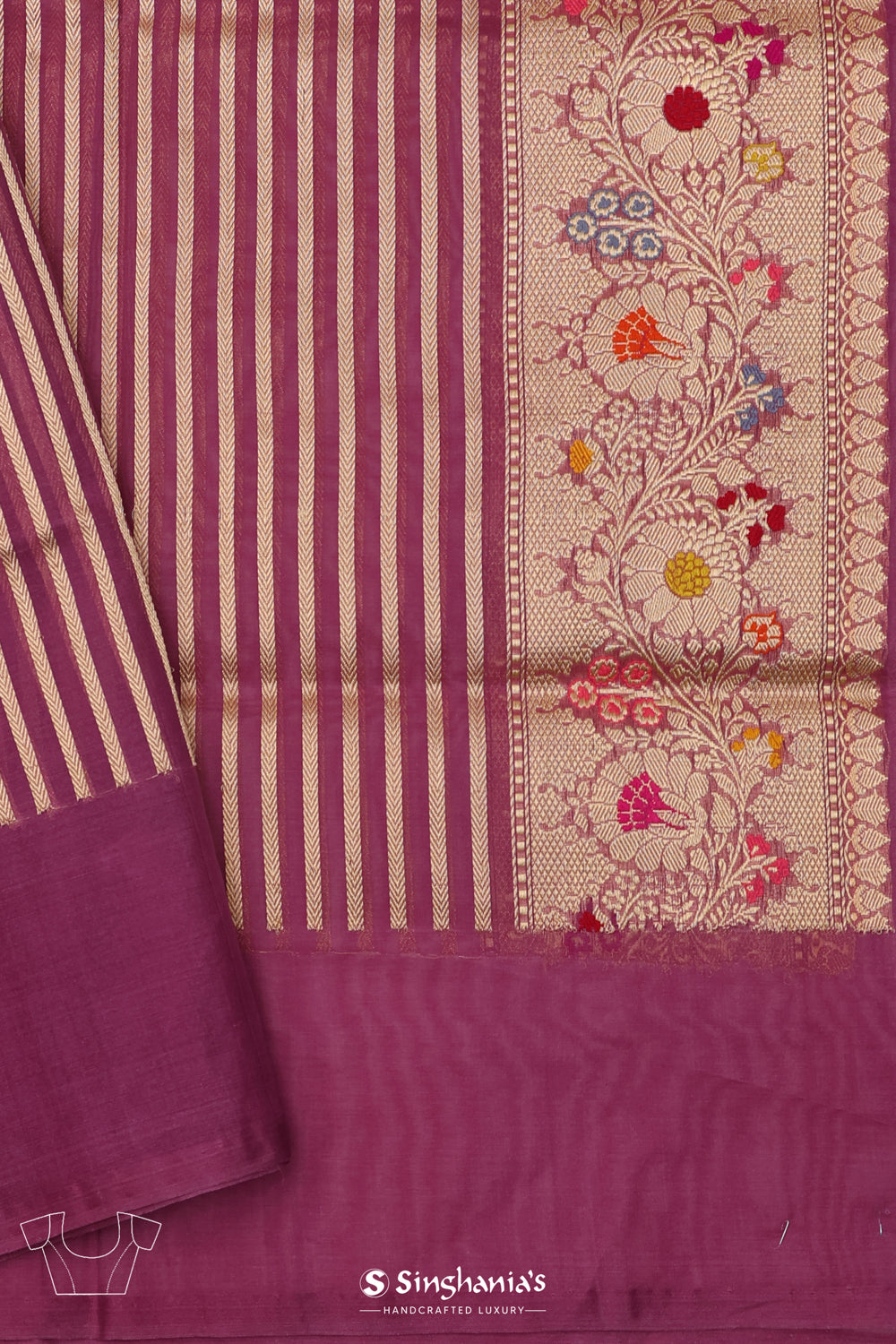 Tyrian Purple Purple Meenakari Banarasi Silk Saree