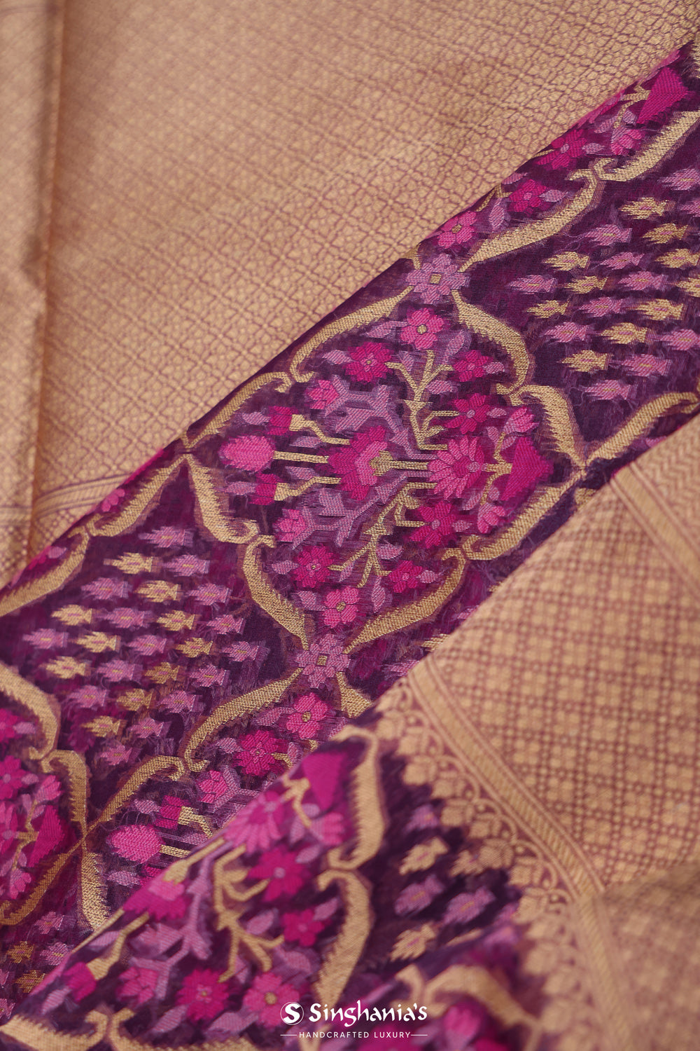 Dark Magenta Jaal Banarasi Silk Saree