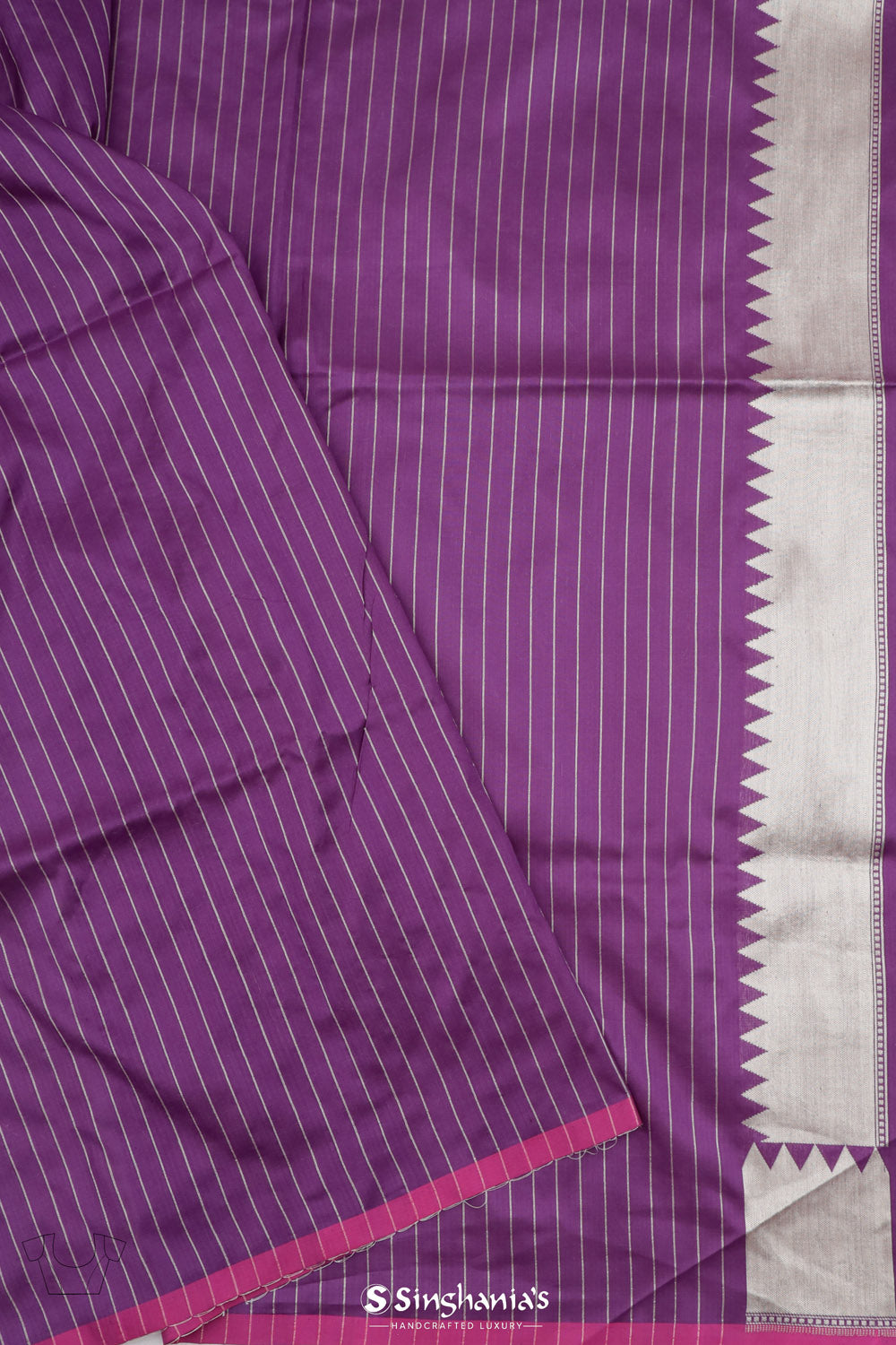 Eminence Purple Banarasi Silk Saree With Floral Design