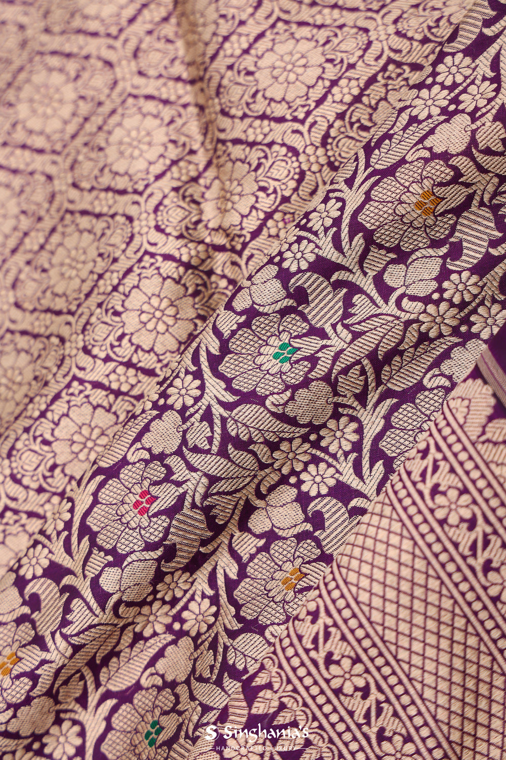 Ocean Purple Chiniya Banarasi Silk Saree