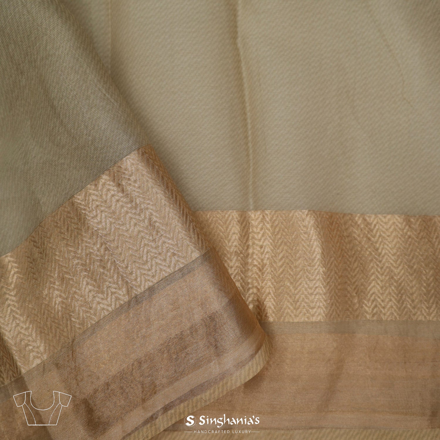 Beige Printed Maheshwari Saree With Floral Pattern