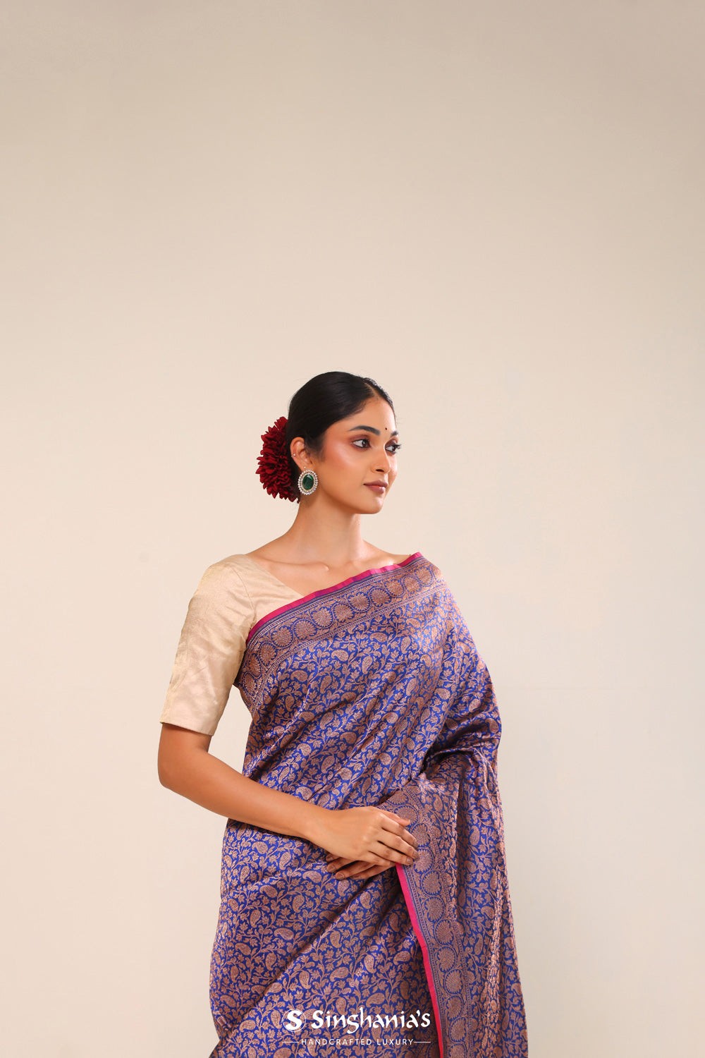 Classic Blue Chiniya Banarasi Silk Saree