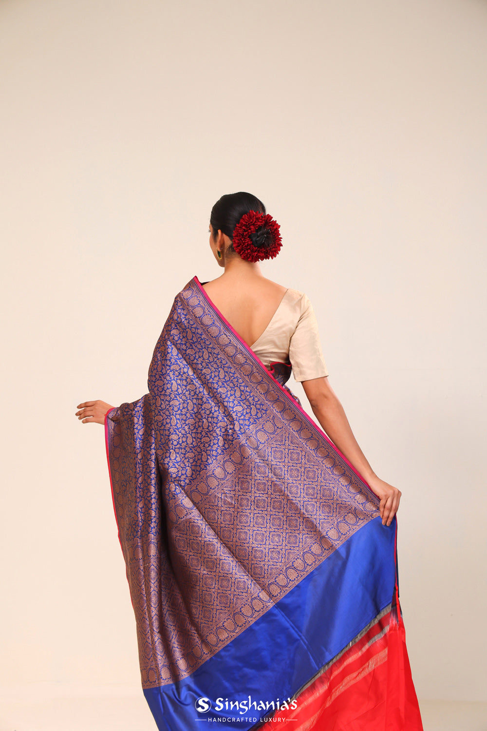 Classic Blue Chiniya Banarasi Silk Saree