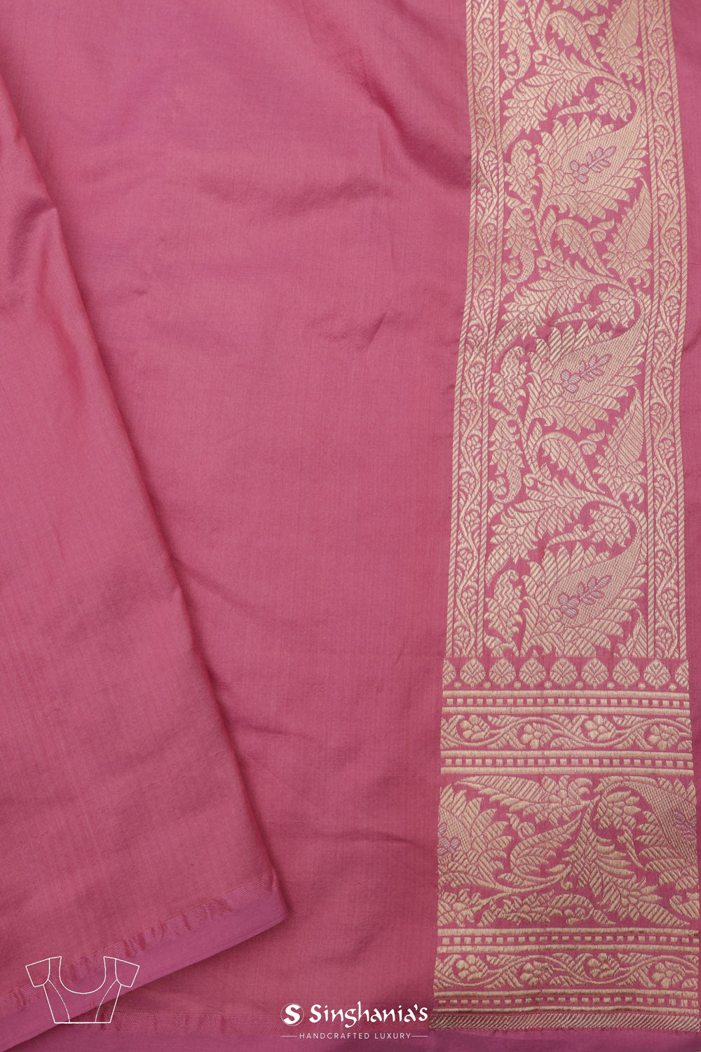 Passion Pink Banarasi Silk Saree With Zari Buttas