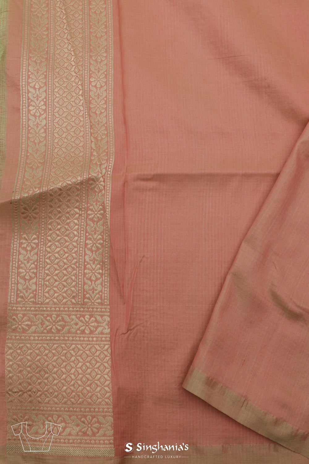 Pale Pink Banarasi Silk Saree With Floral Weaving