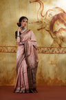 Dusty Melon Silk Saree With Floral Buttas