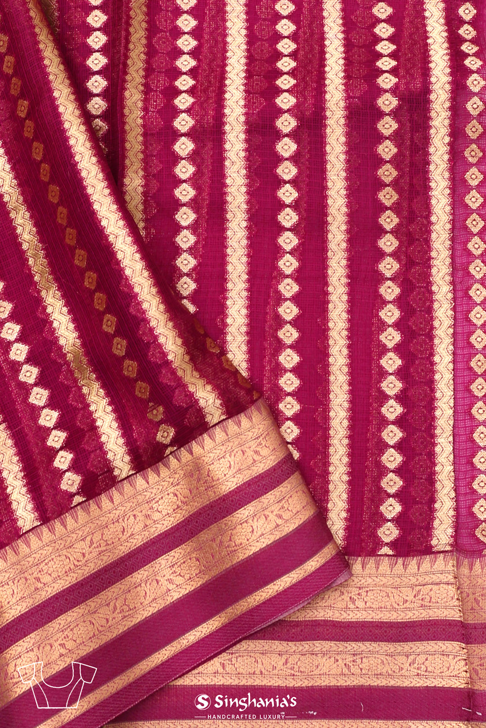 Neon Orange Kota Banarasi Silk Saree