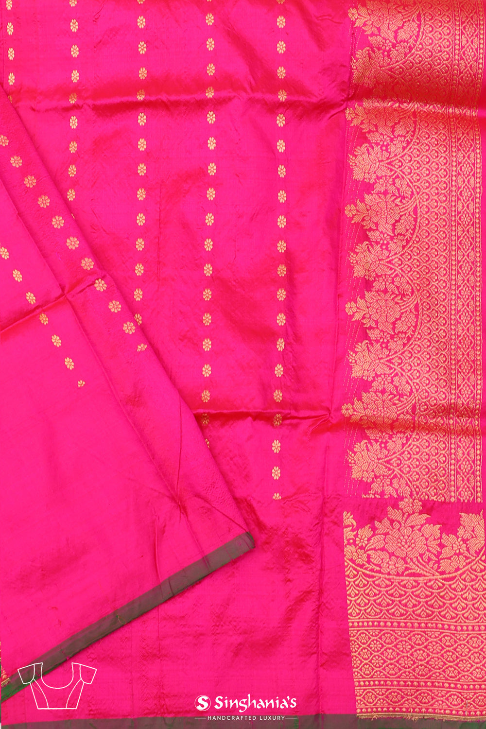 Hot Pink Chiniya Banarasi Silk Saree