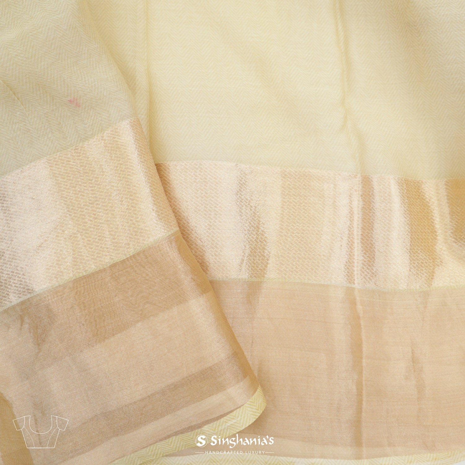 Bayshore Beige Printed Maheshwari Saree With Floral Pattern