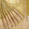 Yellowish Brown Printed Maheshwari Saree With Floral Pattern