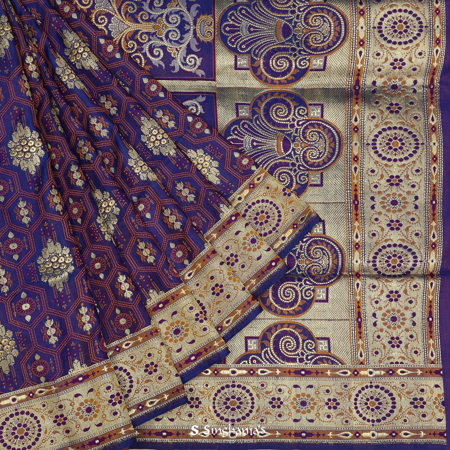 Violet Silk Saree With Banarasi Weaving